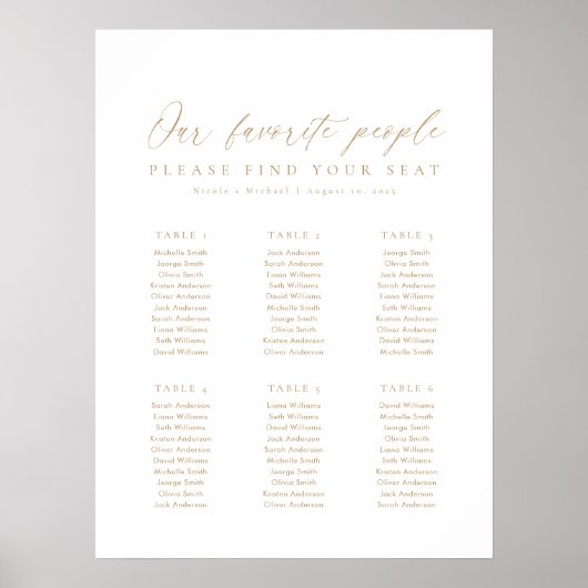 6 Tafels Onze favoriete Mensen Zittingkaart Poster (Voorkant)