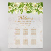 6 Tafels zitplaatsenkaart marmeren bruiloft witte  Poster (Voorkant)