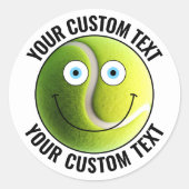 6 Tennisbal Gepersonaliseerde tekst Aangepaste Hap Ronde Sticker (Voorkant)