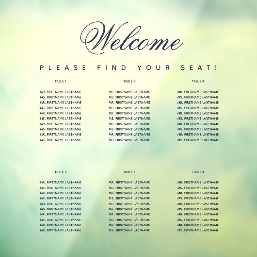 6 Transparante weergave van tabel in marineschema  Raamsticker (Vel 3)