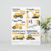 6 Valentijnskaarten voor de klas met bouwtrucks Briefhoofd (Staand voorkant)