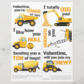 6 Valentijnskaarten voor de klas met bouwtrucks Briefhoofd (Voorkant)