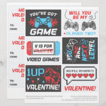 6 Valentijnskaarten voor klasgenoten met videogame