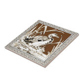 #6 van 12 Repro 1880s Minton Mocha Bird Series Tegeltje (Zijkant)