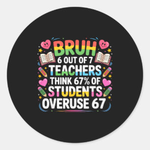 6 van de 7 leraren denken dat 67% van de studenten ronde sticker