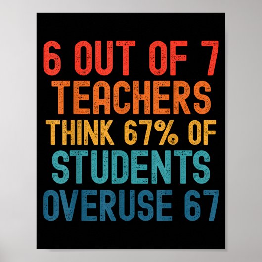 6 van de 7 leraren Six Seven Meme Studenten Overus Poster (Voorkant)