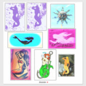 6 variëteit mermaid sticker (Vel)