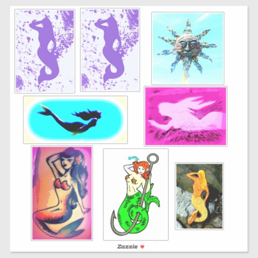6 variëteit mermaid sticker (Vel)