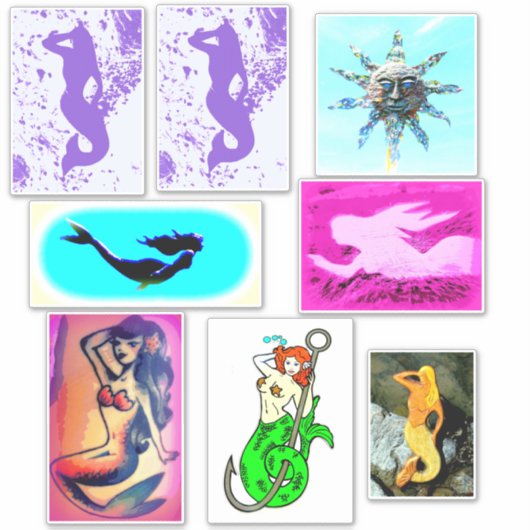 6 variëteit mermaid sticker (Voorkant)