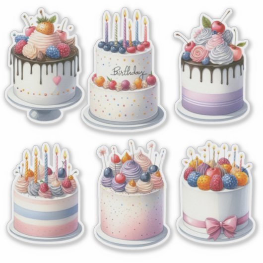 6 verjaardagstaarten sticker (Voorkant)