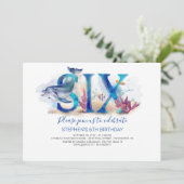 6 Verjaardagsuitnodiging Deep Blue Onder het Zee L Kaart (Staand voorkant)