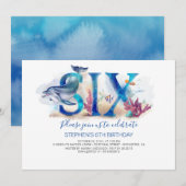 6 Verjaardagsuitnodiging Deep Blue Onder het Zee L Kaart (Voorkant / Achterkant)