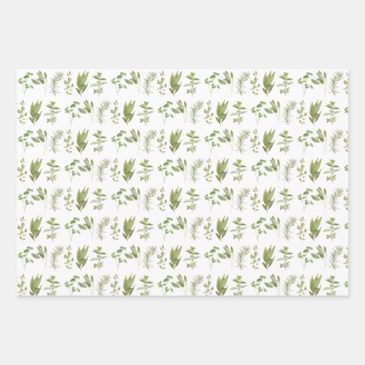 6 VERSE KRUIDEN Vlak Blad Verpakkend Document Inpakpapier Vel (Voorkant)