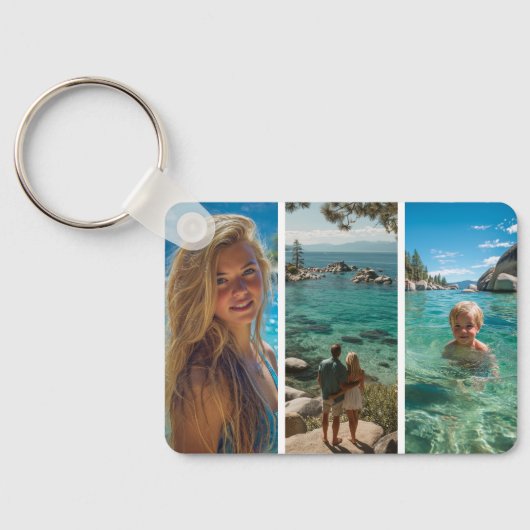 6 Vertical Strip Boho Photo Collage Sleutelhanger (Achterkant)