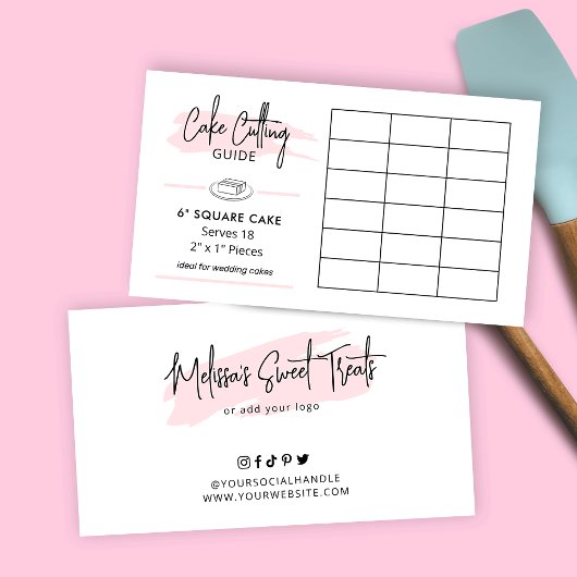 6"Vierkante Cake Snijinstructies 2x1 porties Informatiekaartje