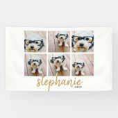 6 Vierkante fotocollage - handgeschreven lettertyp Spandoek (Horizontaal)