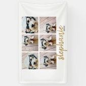 6 Vierkante fotocollage - handgeschreven lettertyp Spandoek (Verticaal)