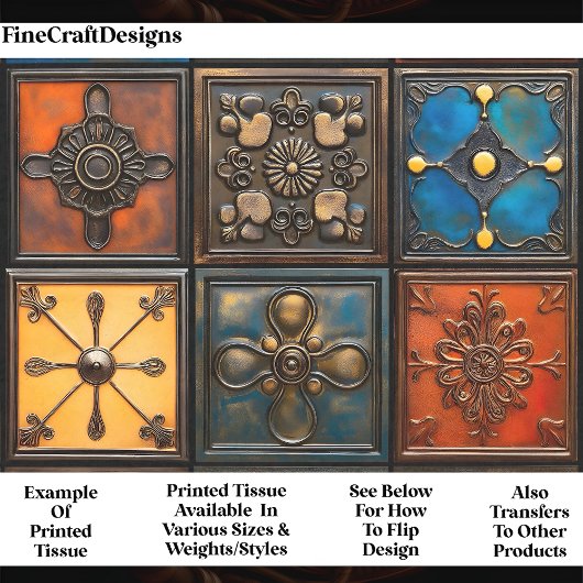6 Vintage Stijl Gemengde Tegels AA5 Decoupage Tissuepapier