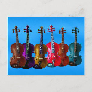 6 VIOLINS OP BLAUW-BRIEFKAART BRIEFKAART