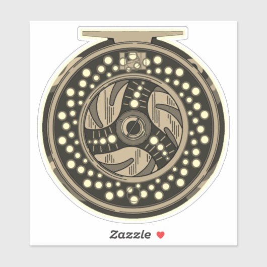 6" Vliegvishaspel Art Fisherman Fisherwoman Sticker (Vel)