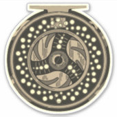 6" Vliegvishaspel Art Fisherman Fisherwoman Sticker (Voorkant)