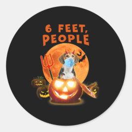 6 voet, mensen slaan een hond met Masker Halloween Ronde Sticker