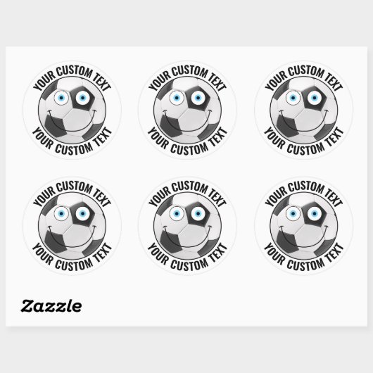 6 Voetbal gepersonaliseerde tekst aangepast blij g Ronde Sticker (Vel)