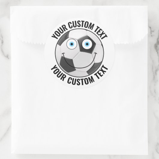 6 Voetbal gepersonaliseerde tekst aangepast blij g Ronde Sticker (Tas)