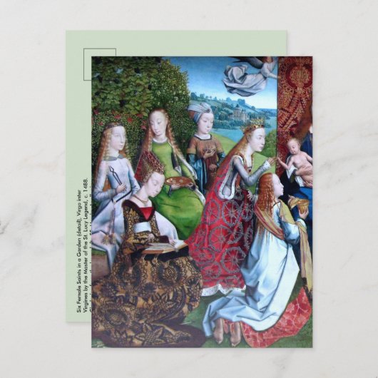 6 Vrouw Heiligen in een Tuin (Linker helft: M 070) Briefkaart (Voorkant / Achterkant)