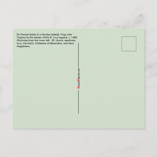 6 Vrouw Heiligen in een Tuin (Linker helft: M 070) Briefkaart (Achterkant)