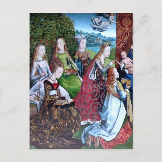 6 Vrouw Heiligen in een Tuin (Linker helft: M 070) Briefkaart (Voorkant)