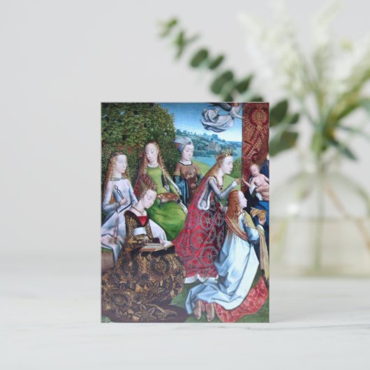 6 Vrouw Heiligen in een Tuin (Linker helft: M 070) Briefkaart (Staand voorkant)