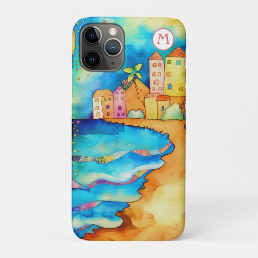 *~* 6 Waterverf Zee Strand Paraplu Zand Case-Mate iPhone Case (Achterkant)