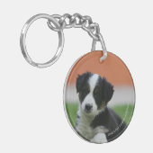 6 weken oude grenscollie sleutelhanger (Voorkant Links)