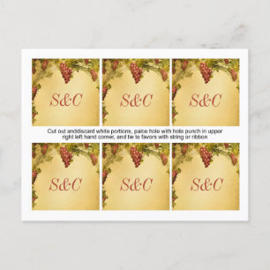 6 Wijngaard bruiloft gunst Labels Briefkaart