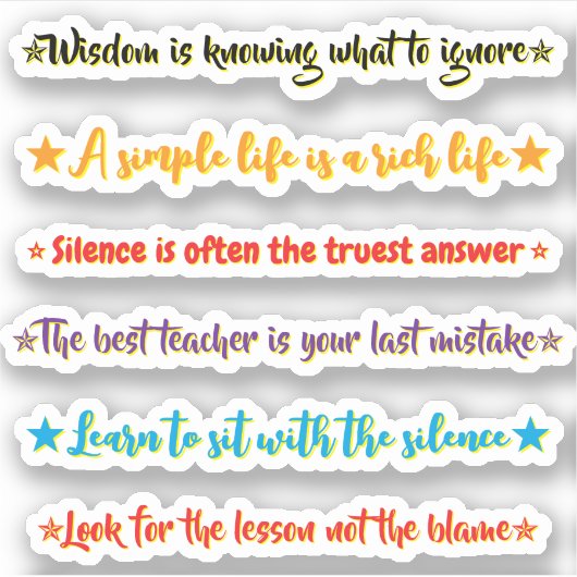 6 Wise Quotes | Motivational & Inspirational Sticker (Voorkant)