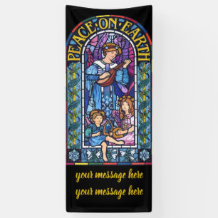 6' x 2.5' Kerst vinyl Banner Glas in lood