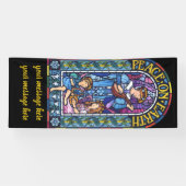 6' x 2.5' Kerst vinyl Banner Glas in lood (Horizontaal)