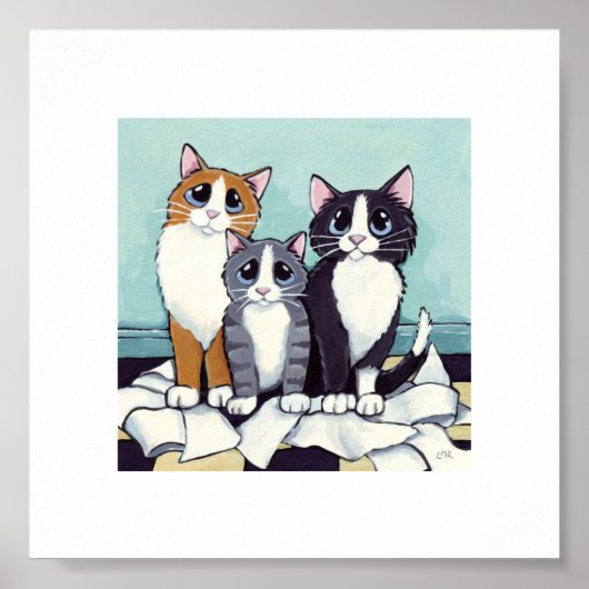 6 x 6 inch | Kunst voor witte katjes | Naughty Kit Poster (Voorkant)