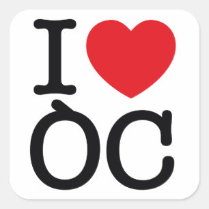 6 x 6 stickers "I Love Oc" plank met 6 stickers