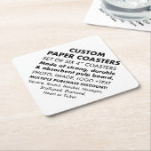 6 x Aangepaste Gepersonaliseerde 4" DIAMOND Papier Kartonnen Onderzetters (Schuin)