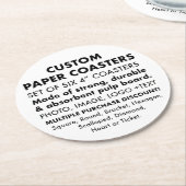 6 x Aangepaste gepersonaliseerde 4" RONDE PAPIEREN Ronde Kartonnen Onderzetter (Gebogen)