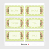 6 x  Retro Green Polka dot canister labels (Vel)
