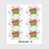 6 x Supermam Pop Art Roze Geel 4-inch Vinyl Sticker (Vel)