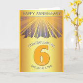 6 Year Sober Anniversary | Golden Ray 12 Step  Kaart (Gele Bloem)