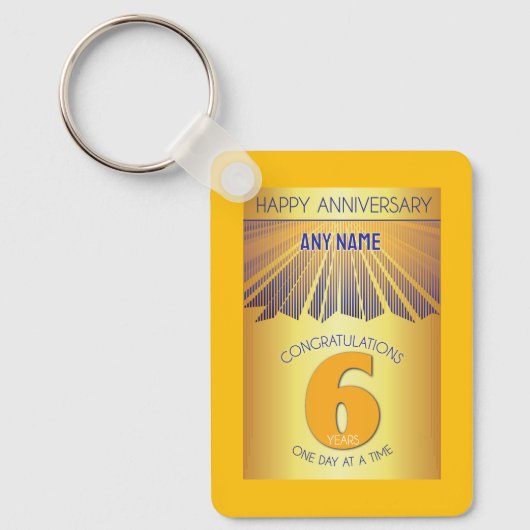 6 Year Sober Anniversary | Golden Ray 12 Step Sleutelhanger (Voorkant)