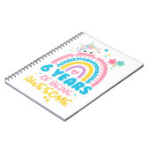 6 Years of Being Awesome Rainbow 6th Birthday Unic Notitieboek (Linkerzijde)