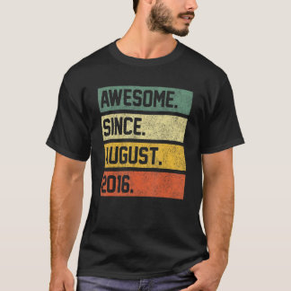 6 Years Old Awesome Since August 2016 6th Birthday T-shirt