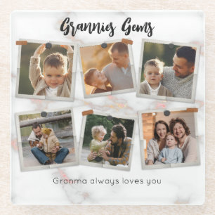 6 Zes foto's Moderne Elegant Collage Family Love Glazen Onderzetter