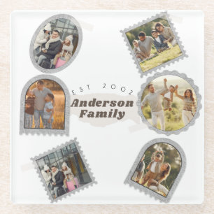 6 Zes foto's Moderne Elegant Collage Family Love Glazen Onderzetter
